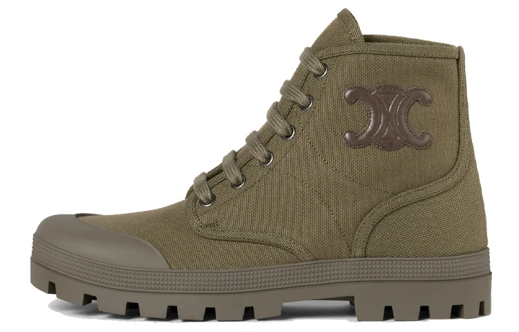 CELINE Patapans Combat Boots Women's Army Green