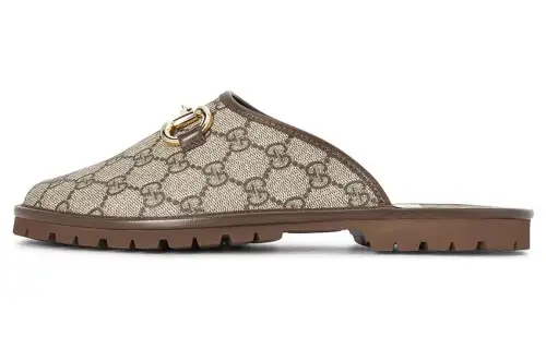 GUCCI Gg Slipper Beige Canvas