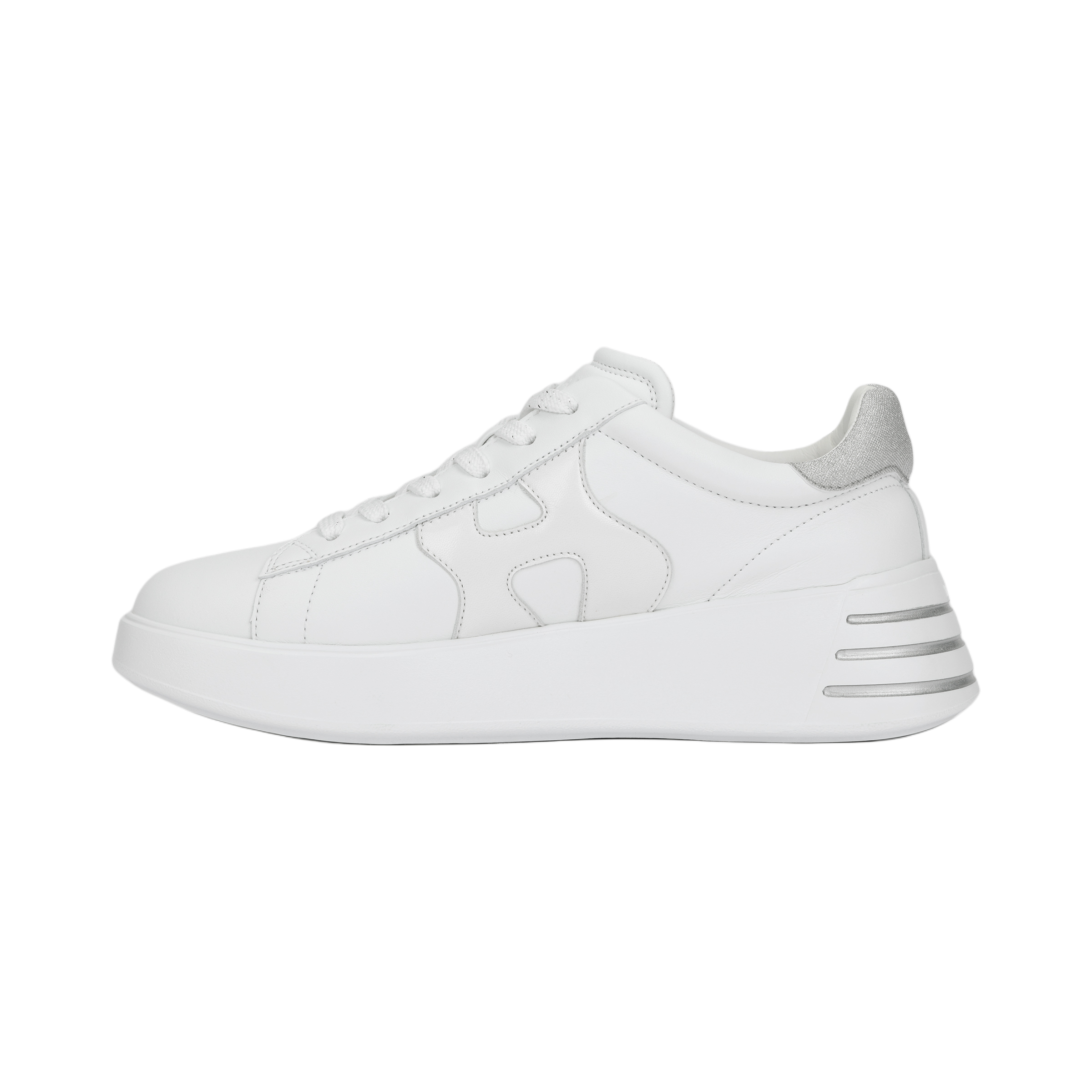 HOGAN Rebel Low top Stylish Skateboarding Shoes Women's White Silver