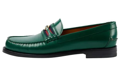 GUCCI Epilogue Leather Loafers Women's Green