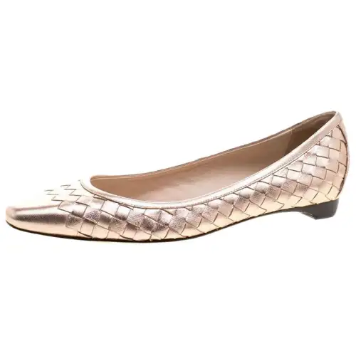 Bottega Veneta Cow Leather Casual Shoes Women's Gold