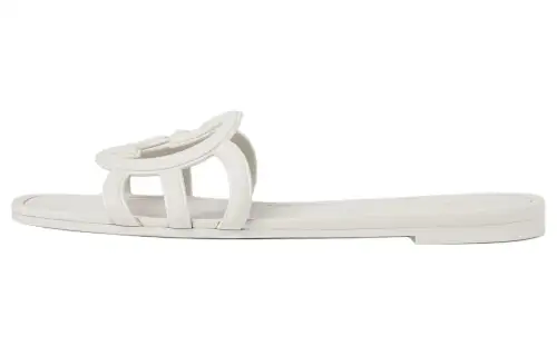 GUCCI Interlocking Rubber Sole Slide Slippers Women's White