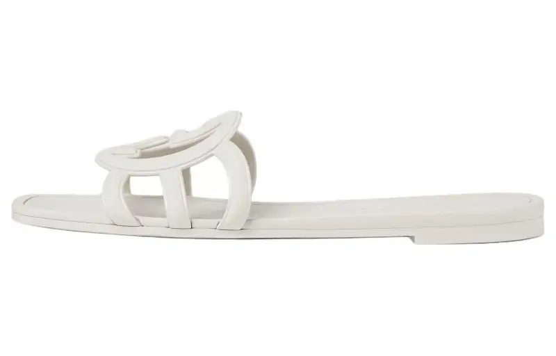 GUCCI Interlocking Rubber Sole Slide Slippers Women's White