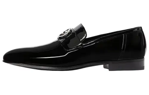 GUCCI Interlocking Patent Leather Casual Shoes Men's Black
