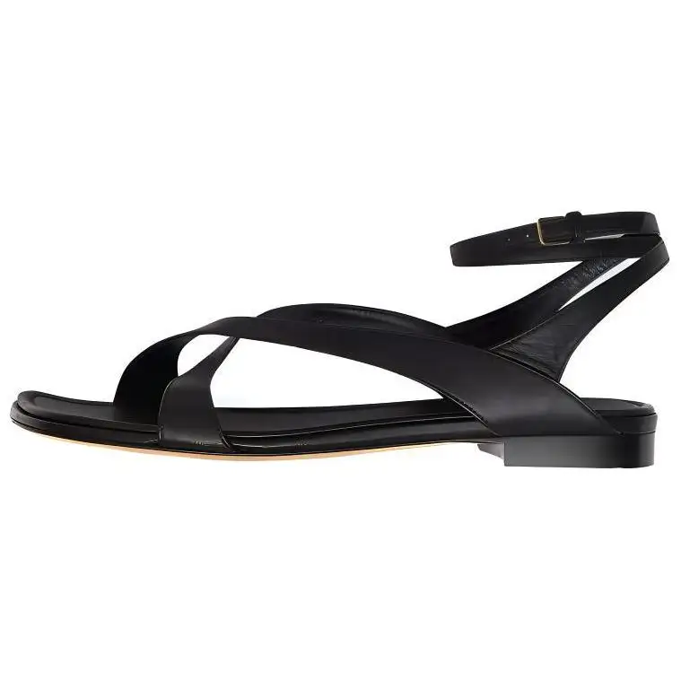 Burberry Leather Buckle Closure One Strap Sandals Women's Black