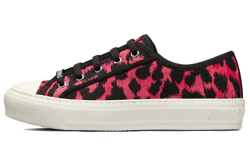 DIOR Walk'n'Dior Low top Stylish Skateboarding Shoes Women's Black And Pink Leopard Print