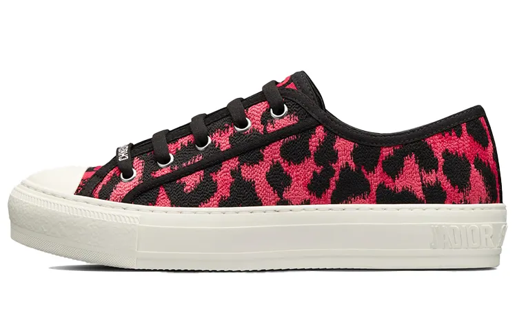 DIOR Walk'n'Dior Low top Stylish Skateboarding Shoes Women's Black And Pink Leopard Print