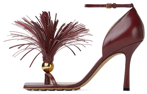 Bottega Veneta Stretch Leather One Strap Sandals Women's Red