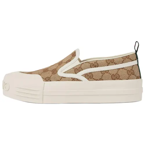 GUCCI Original GG Low top Canvas Shoes Women's Brown
