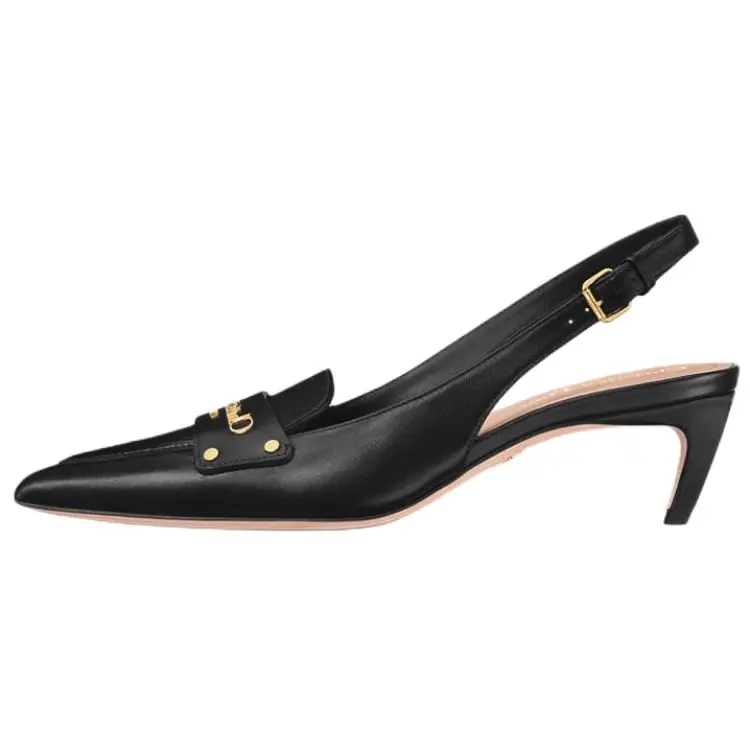 DIOR Boy Cow Leather Irregular Heel High Heels 5CM Women's Black