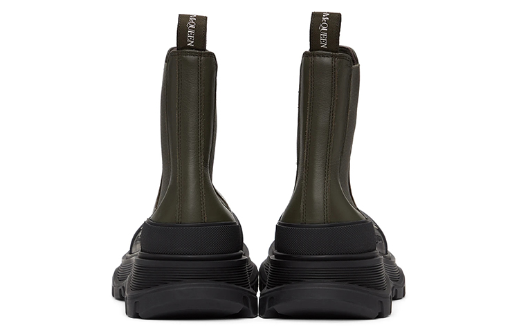 Alexander McQueen Tread Slick Short Chelsea Boots Men's Black Green