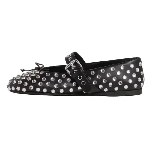 MIU MIU Leather Flat Casual Shoes Women's Black