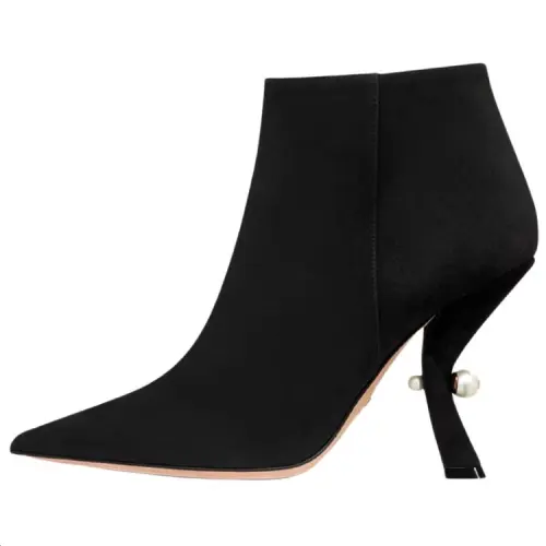 DIOR Tribales Sheepskin Ankle Boots 10cm Women's Black