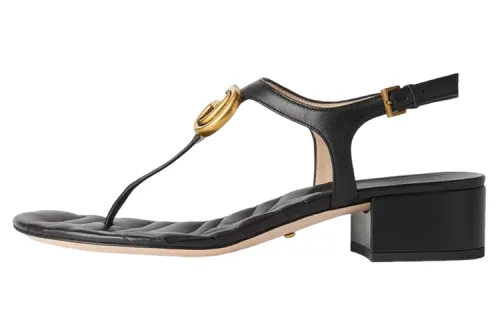 GUCCI Marmont Double G Sandal Black Women's