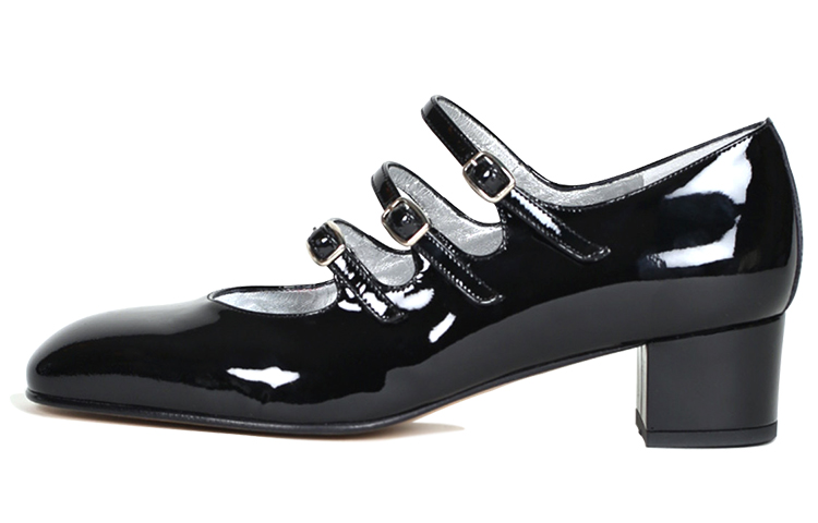Carel Kina Collection Patent Leather Chunky Heel Mary Jane Shoes Women's Black
