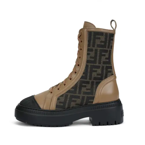 FENDI Women's FF Motif Domino Biker Boot 'Beige'