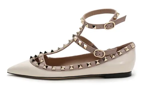 Valentino Rockstud Leather Casual Shoes Women's Milk White