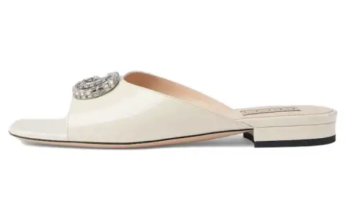GUCCI Rubber Sole Slide Slippers Women's Beige