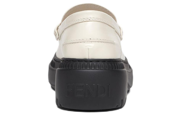 FENDI Fendigraphy Leather Slip on Platform Shoes Women's White