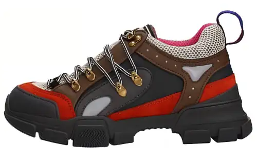 GUCCI Flashtrek Leather Low top Casual Shoes Men's Black Red Gray