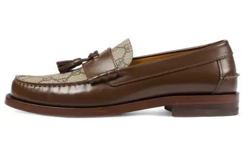 GUCCI Leather Casual Shoes Women's Dark Brown