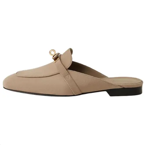 HERMES Oz Closed Toe Slippers Women's Beige