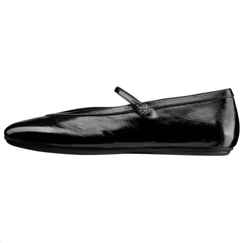DIOR Patent Leather Flat Mary Jane Shoes Women's Black
