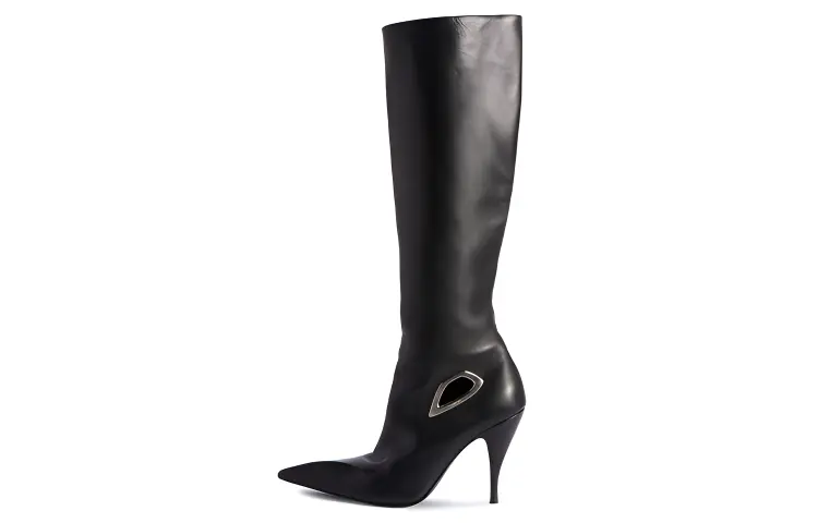 OFF WHITE Crescent Knee high Leather Boots Women's