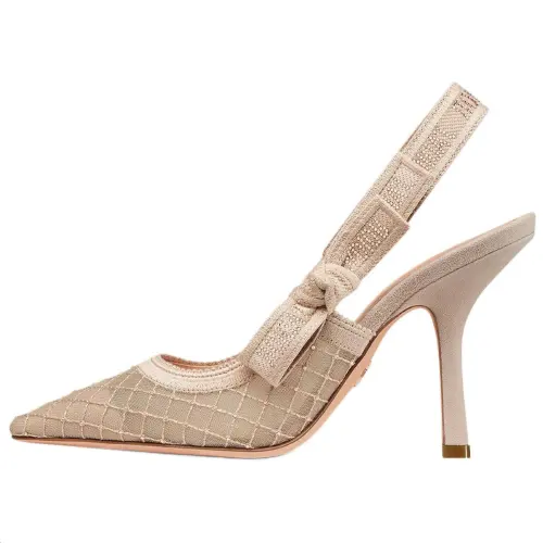 DIOR J'Adior Mesh Slim Heel High Heels 10cm Women's Nude