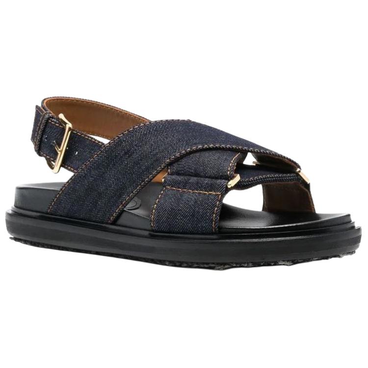 MARNI Fussbett Fabric Beach Sandals Women's Dark Blue