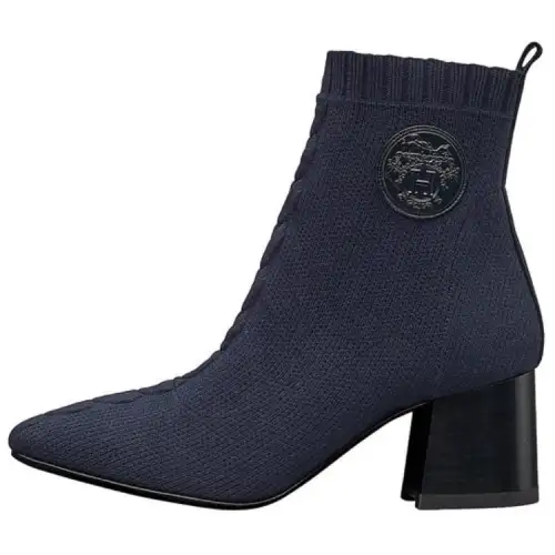 HERMES Hermes Volver Knitted Ankle Boots 6cm Women's Blue