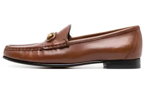 GUCCI Horsebit 1953 Leather Casual Shoes Women's Brown