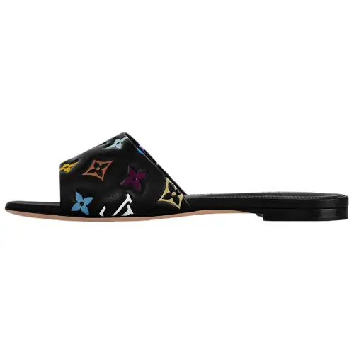 LOUIS VUITTON 6AM Flat Mules Takashi Murakami Black Women's