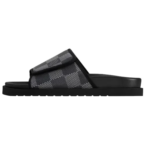 LOUIS VUITTON Miami Slide Slippers Men's Black Gray