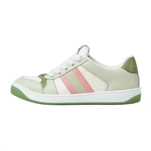 GUCCI Screener Distressed Shoes Leather Low top Skateboard Shoes Women's Green