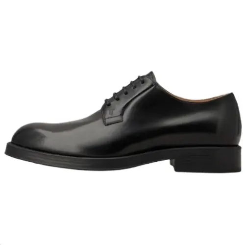 TOD'S Todes round toe lace-up business formal leather shoes, men's black