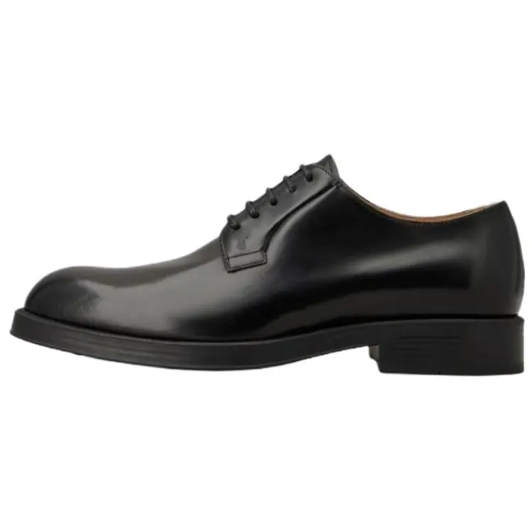 TOD'S Todes round toe lace-up business formal leather shoes, men's black