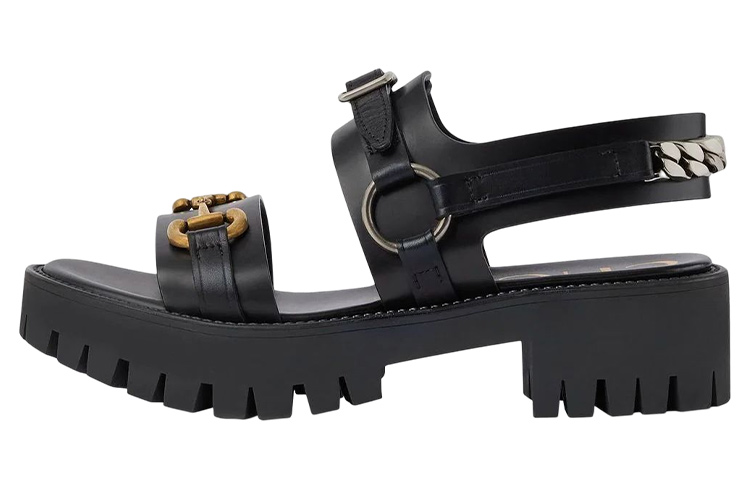 Женские сандалии Gucci Horsebit (черные)