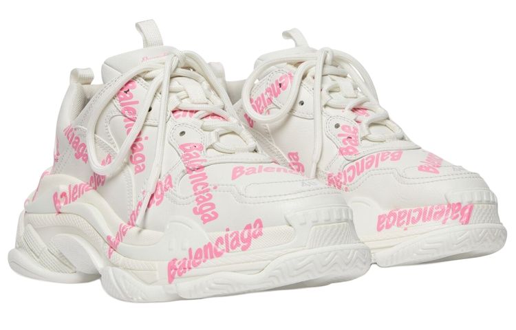 Женские кроссовки Balenciaga Triple S (бело-розовые) — фото 3