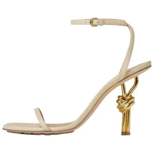 Bottega Veneta Knot Leather One Strap Sandals 9cm Women's White
