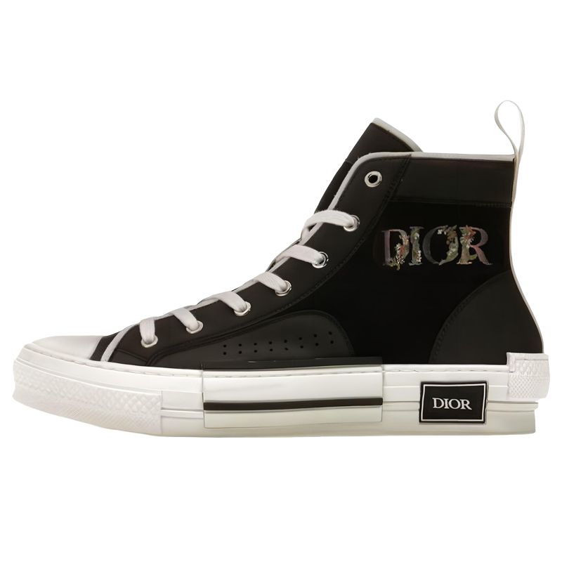 DIOR Dior B23 canvas fabric comfortable and casual high-top fashion sneakers men's black