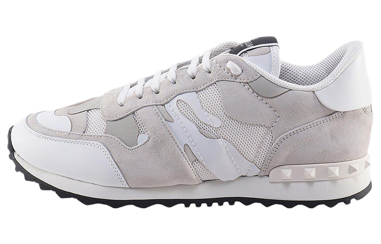 Valentino Rockrunner Leather Camouflage Sports Casual Shoes Men's Gray White