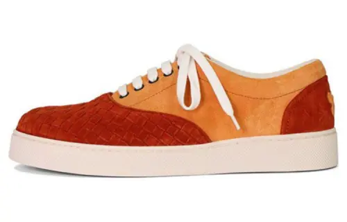 Bottega Veneta Suede Low top Skateboard Shoes Men's Red Orange