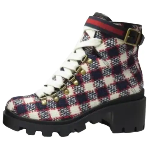 GUCCI Ankle Boots Women's White Red Blue