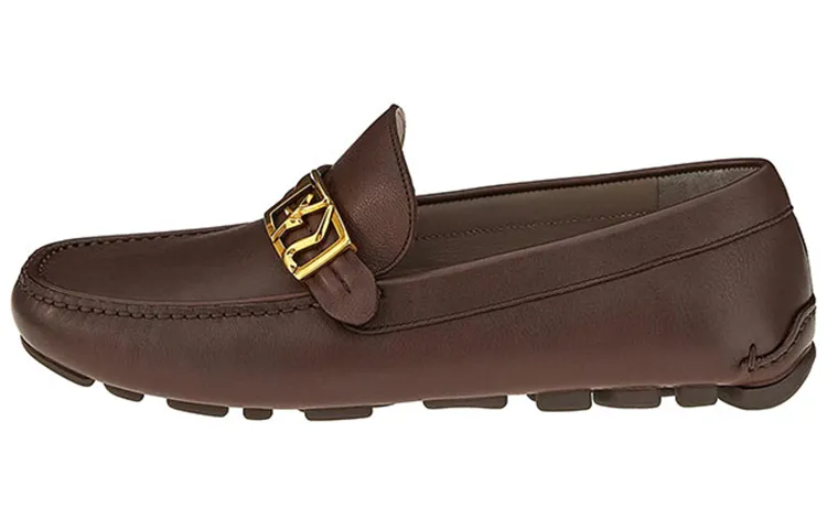 FERRAGAMO Top Grain Cow Leather Men's Casual Shoes Men's Light Brown