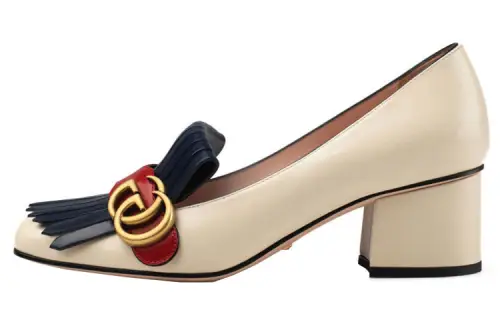 GUCCI GG Marmont Chunky Heel High Heels Women's Ecru
