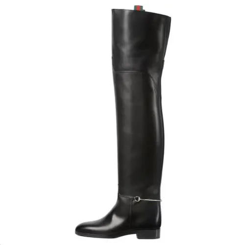 GUCCI Women's Slim Horsebit Knee High Boot 'Black' Women's