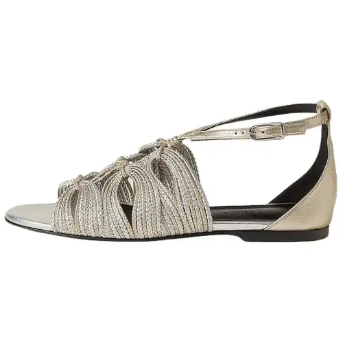 HERMES Karmen Leather One Strap Sandals Women's Champagne