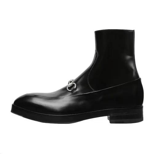 GUCCI Leather Ankle Boots 3.4cm Men's Black