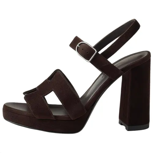 HERMES Jazz 90 Suede One Strap Sandals 10.5cm Women's Brown